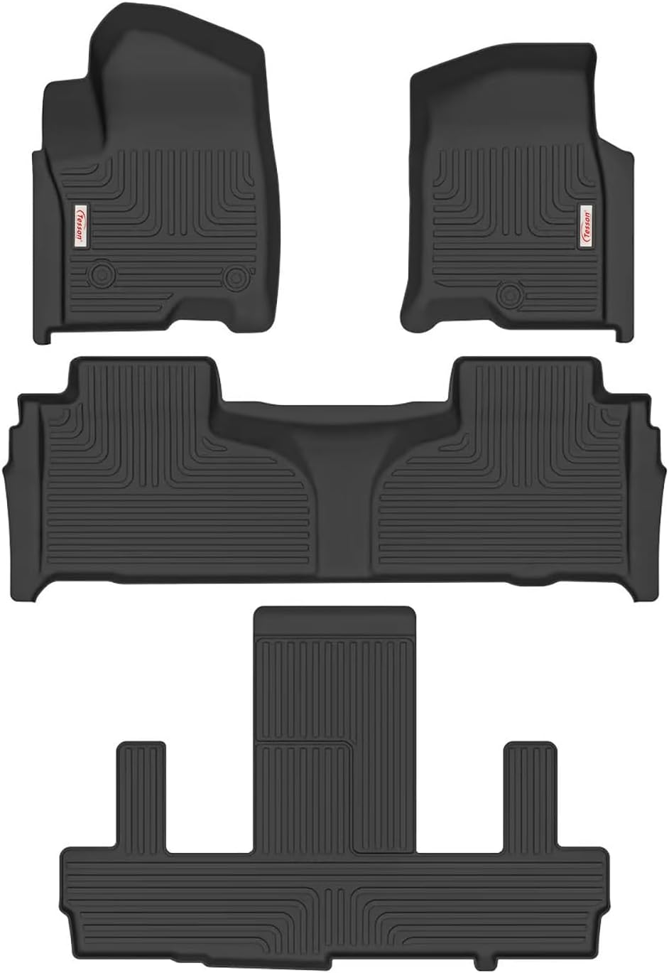 3 Row Liners Set Black Custom Fit for 7 Seats 2021-2023 Chevy Chevrolet Suburban/GMC Yukon XL/Cadillac Escalade with 2nd Row Bucket Seats,All Weather Car Mats