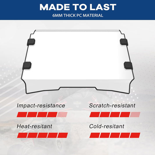 ELITEWILL Scratch-Resistant Pro R Full Front Windshield Front Windscreen Clear #2884968 Fit for Polaris RZR PRO R 2-Seat Only - 6MM Polycarbonate Double Sided Hard Coating