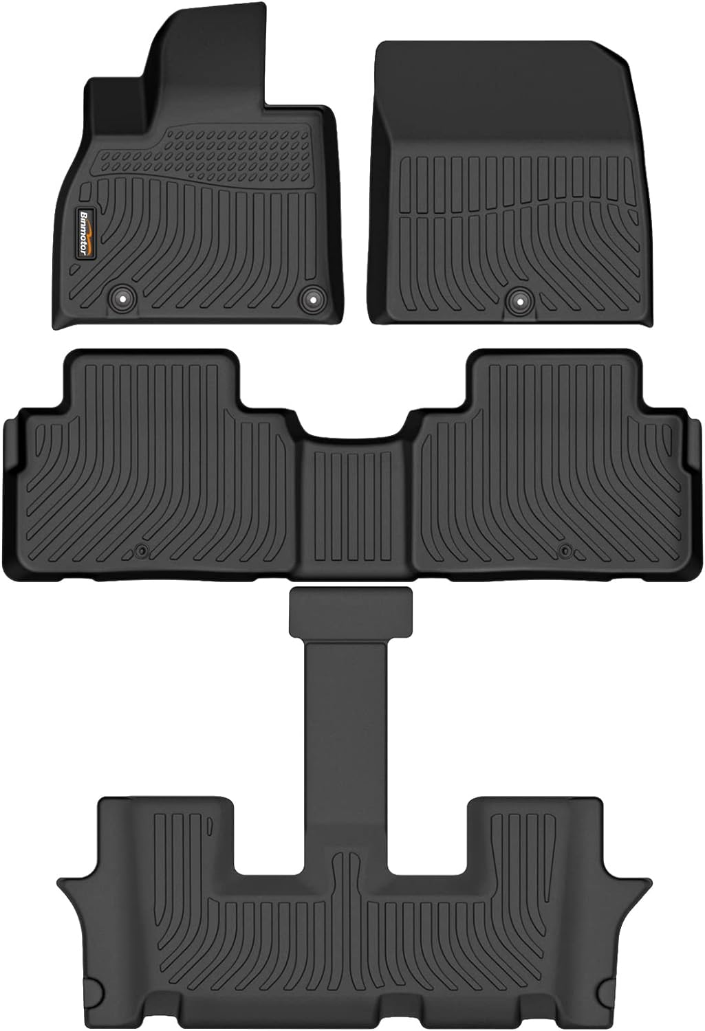 Binmotor All Weather Floor Mats for KIA Telluride 2020 2021 2022 2023, 1st &amp; 2nd &amp; 3rd Row Full Set, Heavy Duty Car Floor Liners-Black Telluride Accessories