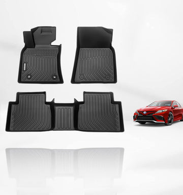 KELCSEECS Floor Mats Custom for Toyota Camry Hybrid 2018-2022 Waterproof Car Mats All Weather Mats Guard Heavy Duty Automotive Floor Liners Front& Rear Row Full Set Accessories Black