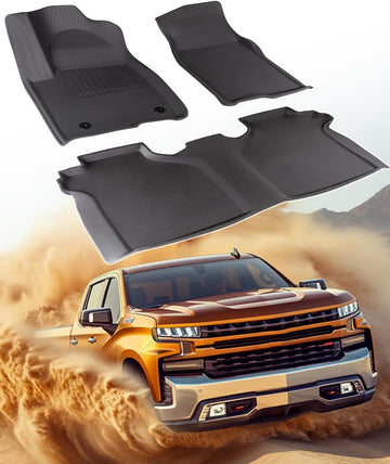 DiffCar® All Weather Floor Mats for GMC Sierra/for Chevy Silverado 2019-2025, for Chevrolet Silverado 1500/2500HD/3500HD Crew Cab & for GMC Sierra Accessories
