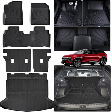 Floor Liners & Cargo Liners & Backrest Mat for 2024 2025 Honda Prologue Chevy Blazer EV,TPE All Weather Protection Car Floor Mats with Trunk Mat Covering The Backrest