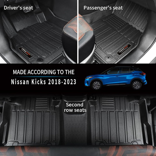 Jdeymat Custom Fit All Weather Floor Mats and Cargo Trunk Liner and Backrest Mat Full Set Compatible for 2018-2024 Nissan Kicks Accessories