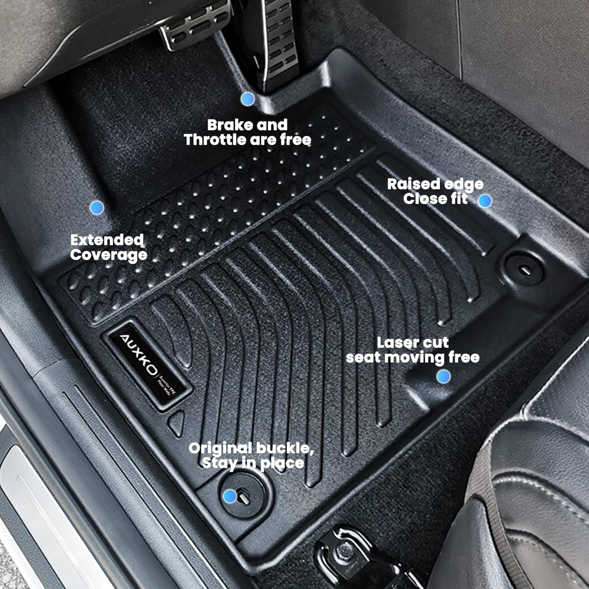 AUXKO All Weather Floor Mats for Kia Sportage 2023 - 2024 Non Hybrid TPE Rubber Liners Set Sportage 2023 - 2024 All Season Odorless Anti-Slip Floor Mats for 1st &amp; 2nd Row (AFMA-033)