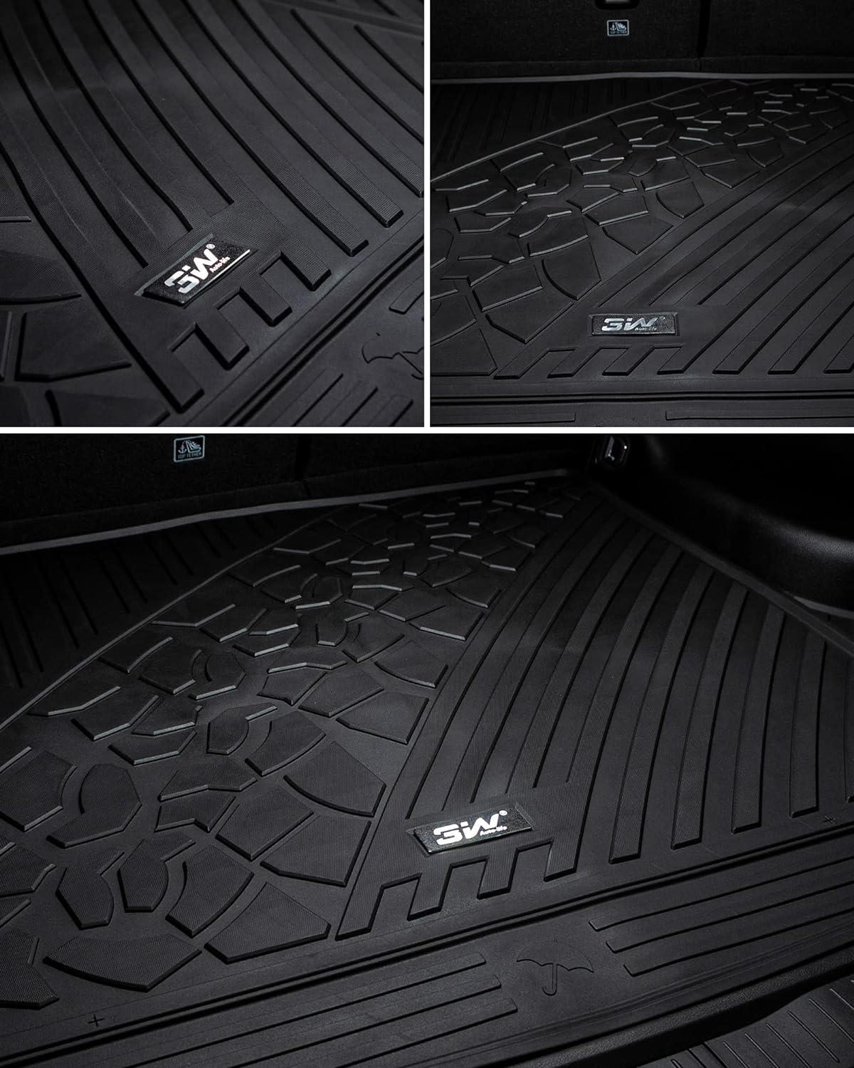 3W Custom Fit Floor Mats &amp; Cargo Liner for Jeep Grand Cherokee (2016-2020) NOT for Jeep Cherokee Full Set car Liners &amp; Trunk Mat All Weather TPE, Black