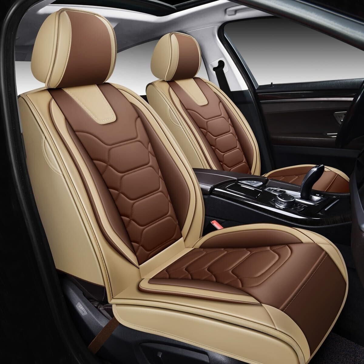 OASIS AUTO Car Seat Covers Accessories 2 Piece Front Premium Nappa Leather