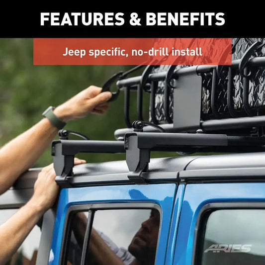 Aries Quick Release Jeep Wrangler JK 2007-2018,  Cargo Holder-Roof Cargo Bracket Offroad 2070450