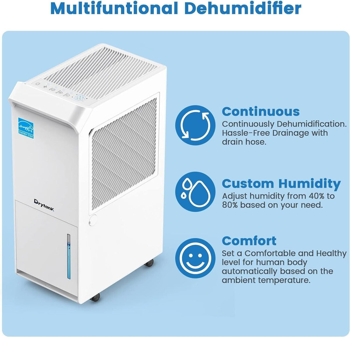 Vellgoo Dehumidifier for Large Room or Basements, Up to 4500 Sq.Ft