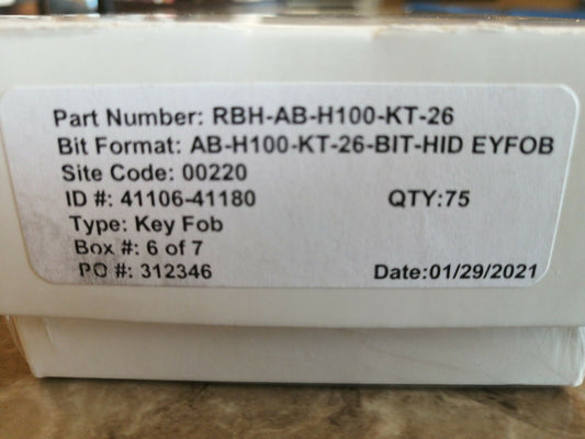 RBH Access Key FOB 26 Bit (25 count)