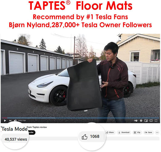 TAPTES All-Weather Floor Mats for Tesla Model Y 2021 2022 2023 Accessories Custom Fit TPE Car Floor Liners  Waterproof Floor Mats Black Snowproof(1st & 2nd Row, Black)