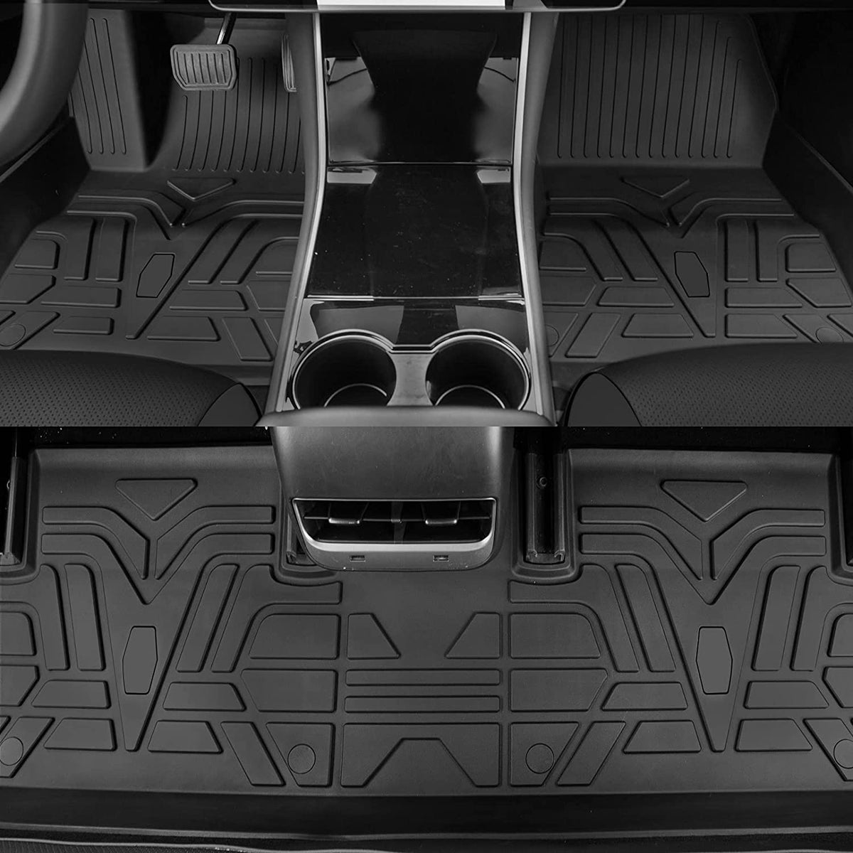 Bomely Fit 2017-2023 Tesla Model 3 Floor Mats TPE Car Floor Liners All Weather Protection Tesla Model 3 Accessories (Floor Mats)