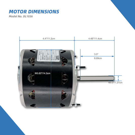 DL1036 Blower Fan Motor-1/3 HP, 1075 RPM, 3 Speed, 115 V, Compatible with A.O. Smith 323P919,F48H07A01/Fasco D727/GE 3930//Emerson 2482/Dayton 3M653 48 Frame Leungoo