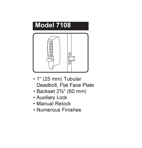 Dormakaba Pushbutton Deadbolt, Satin Chrome Mfr # 710826D41