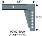 Fastway 90-02-4340 4K Adjustable Shank 6&quot; drop/10 Rise x 12&quot; Length (XL12)