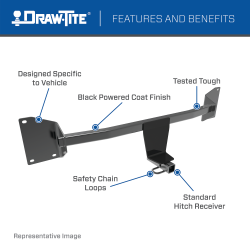 Draw-Tite 24880 Class 1 Trailer Hitch, 1-1/4 Inch Square Receiver, Black, Compatible with Volkswagen Passat
