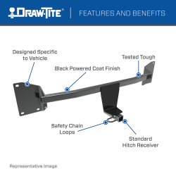 Honda Civic Trailer Hitch - Class 1 Trailer Hitch, 1-1/4 Inch Square Receiver, Black, Draw-Tite 24954