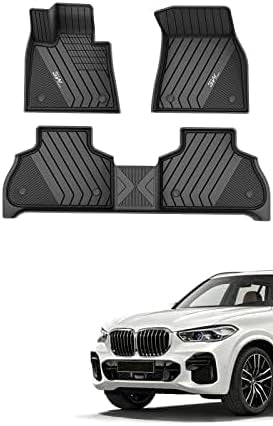 3W Floor Mats,  Custom Fit for BMW X5 2019-2024 2025 TPE All-Weather Full Set  Heavy Duty Floor Liner  Accessories, Black (Only for 5 Passenger)