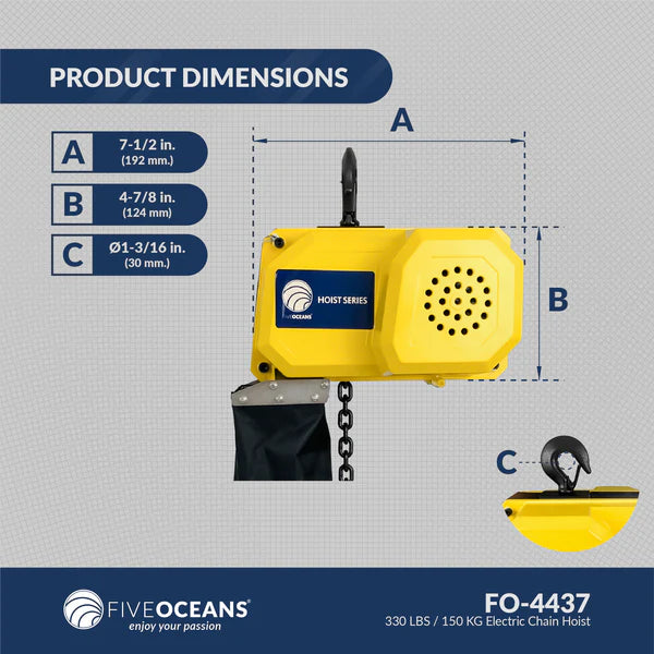 Five Oceans FO4437 330LBS / 150KG Electric Chain Hoist
