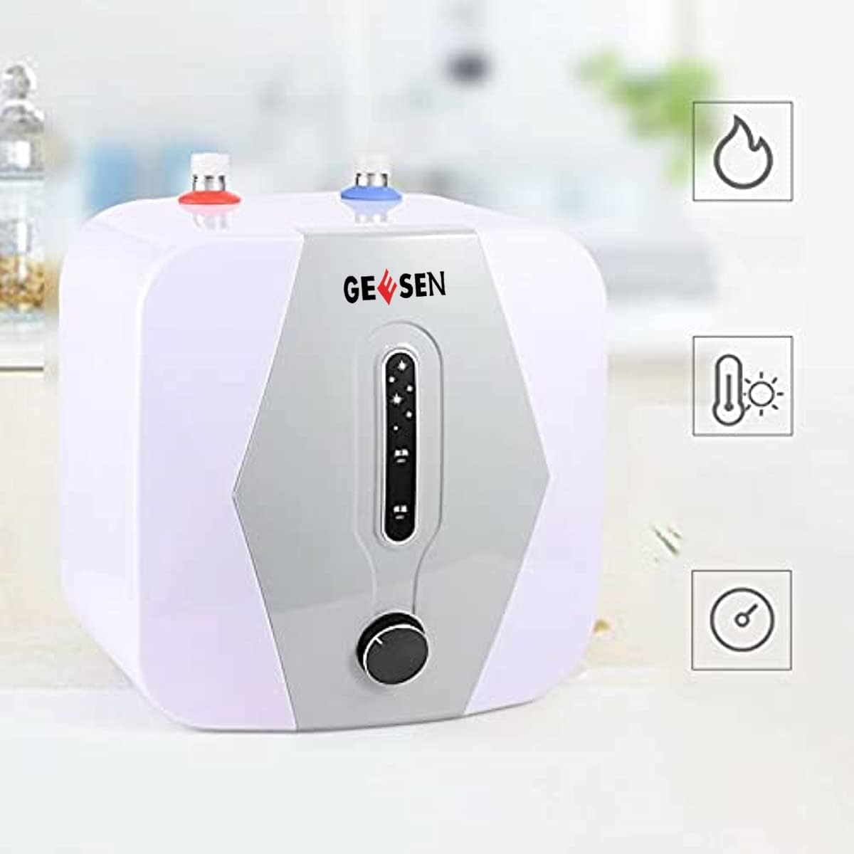 GEESEN 1500W 15L/ 4gallon 110V US Plug Compact Size Instant Electric Tank Home Hot Water Heater Kitchens Hair Salons IPX4 Mini Instant Tankless Shower for Kitchen Bathroom