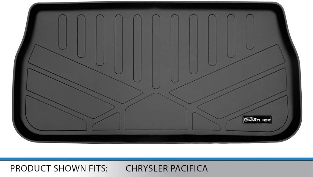 SMARTLINER Custom Fit Cargo Trunk Liner Floor Mat Behind 3rd Row Black Compatible with 2017-2024 Pacifica (All Models) and 2020 - 2021 Voyager