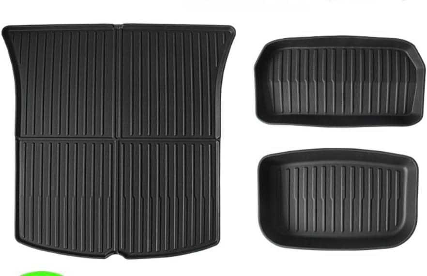 DESLE Tesla Model Y Trunk Mats All Weather Trunk Mats &amp; Trunk Cargo Liners Custom Fit Eco-Friendly,Rubber Odorless,TPE Material 3Pcs New Model Y 2020-2024