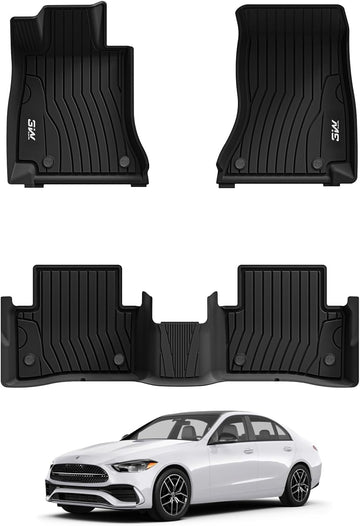 3W Floor Mats Fit for Benz C-Class 2022 2023 2024 2025 c300 TPE All Weather Custom Fit Floor Liner