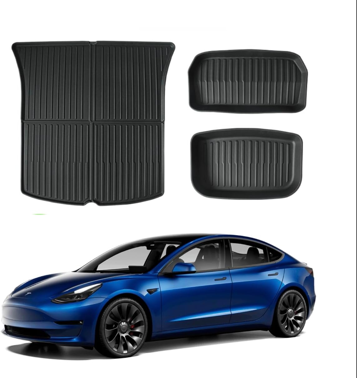 DESLE Tesla Model Y Trunk Mats All Weather Trunk Mats & Trunk Cargo Liners Custom Fit Eco-Friendly,Rubber Odorless,TPE Material 3Pcs New Model Y 2020-2024