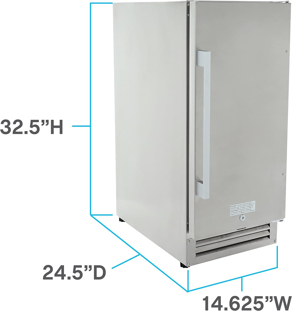 Duura ELITE Series Outdoor Refrigerator in Stainless Steel OR1533U3S | 2.9 cu. ft. Holds 96 Cans, Reversible Door | for Outdoor Kitchens, Patio, Bar, Undercounters, Stays Cool in 100° F