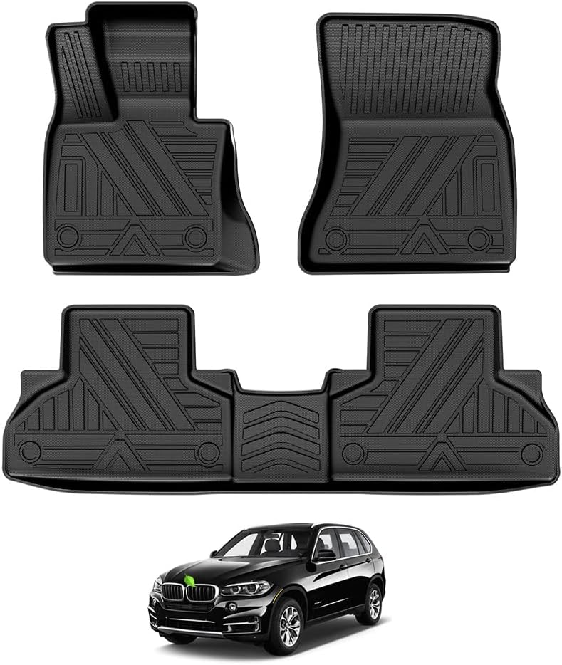 T TGBROS Custom Fit for Car Floor Mats For BMW X5 , All-Weather Floor Mat Liners Front & Rear Row Full Set Liner Non-Slip TPE