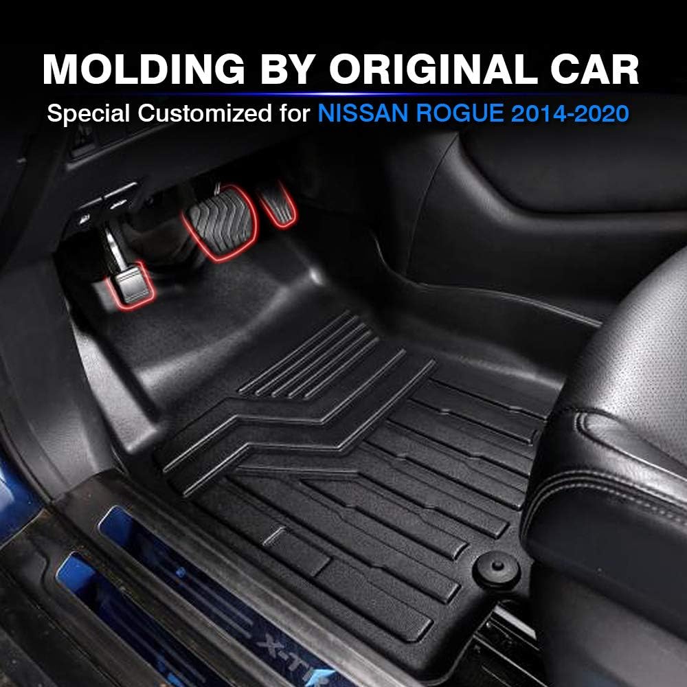 KUST All Weather Floor Mats for Nissan Rogue 2014-2020 (Not for 2021 Rogue Third Generation T33 ) (No Rogue Select and Sport Models ) Floor Carpet Liners 2 Row Liner Set