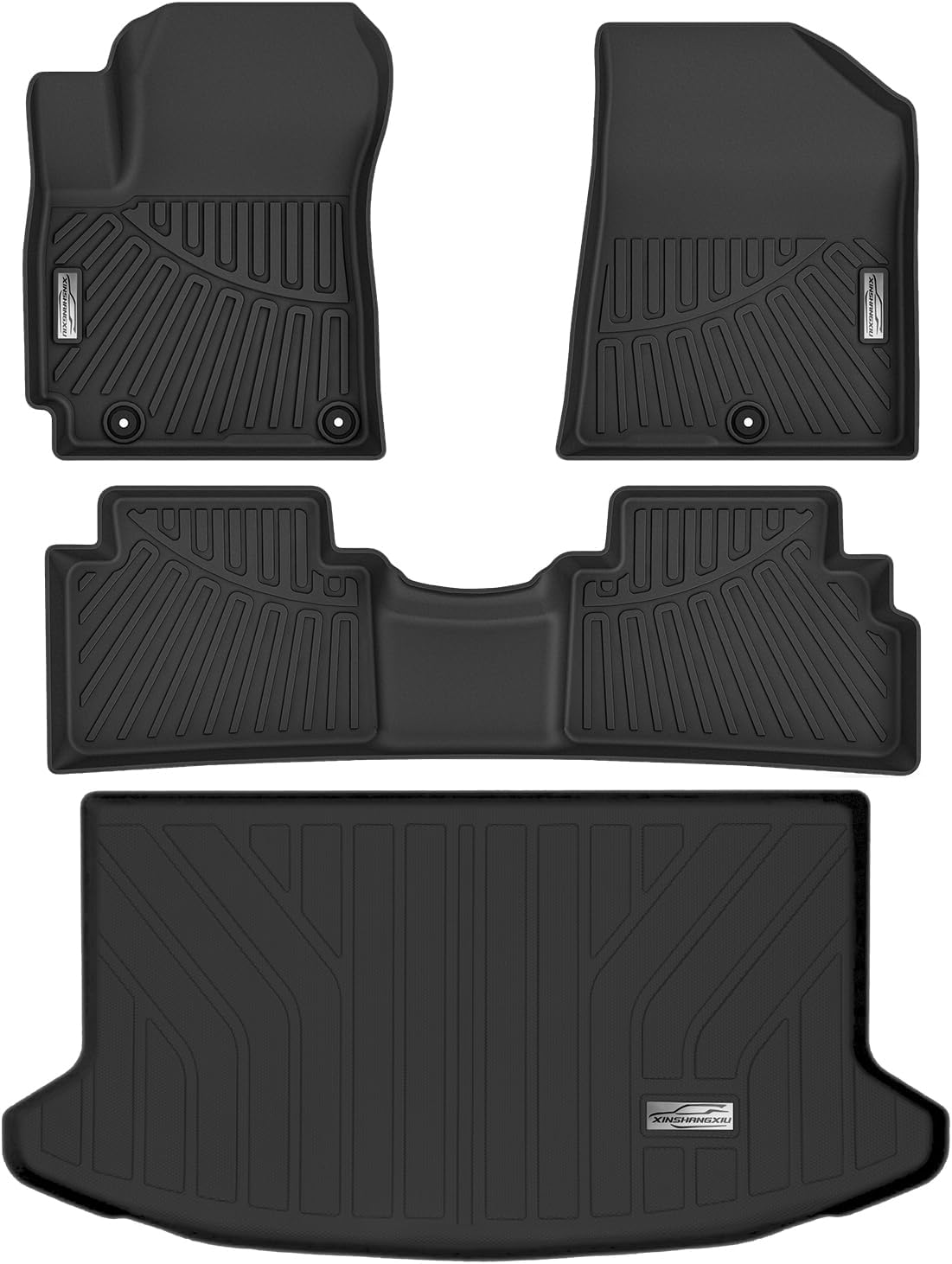 XINSHANGXIU Floor Mats & Cargo Liner for Kia Soul 2025 2024 2023 2022 2021 2020,1st 2nd Row with Trunk Mat,TPE All Weather Protection Slush Floor Liner Black