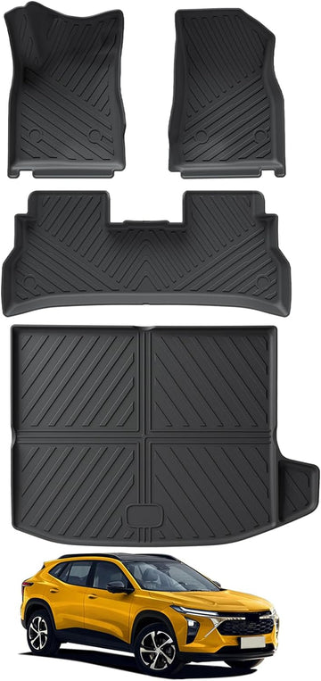 Smabee Floor Mats & Cargo Liner Compatible with 2024 Chevrolet Trax TPE All Weather 2 Row Floor Liners Trunk Cargo Liner Heavy Duty Full Set Interior Accessories Black