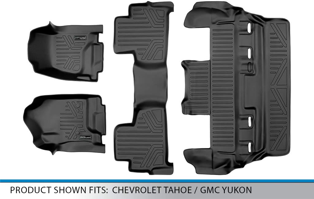 Custom Fit Floor Mats 3 Row Liner Set Black Compatible with 2015-2020 Chevrolet Tahoe/GMC Yukon