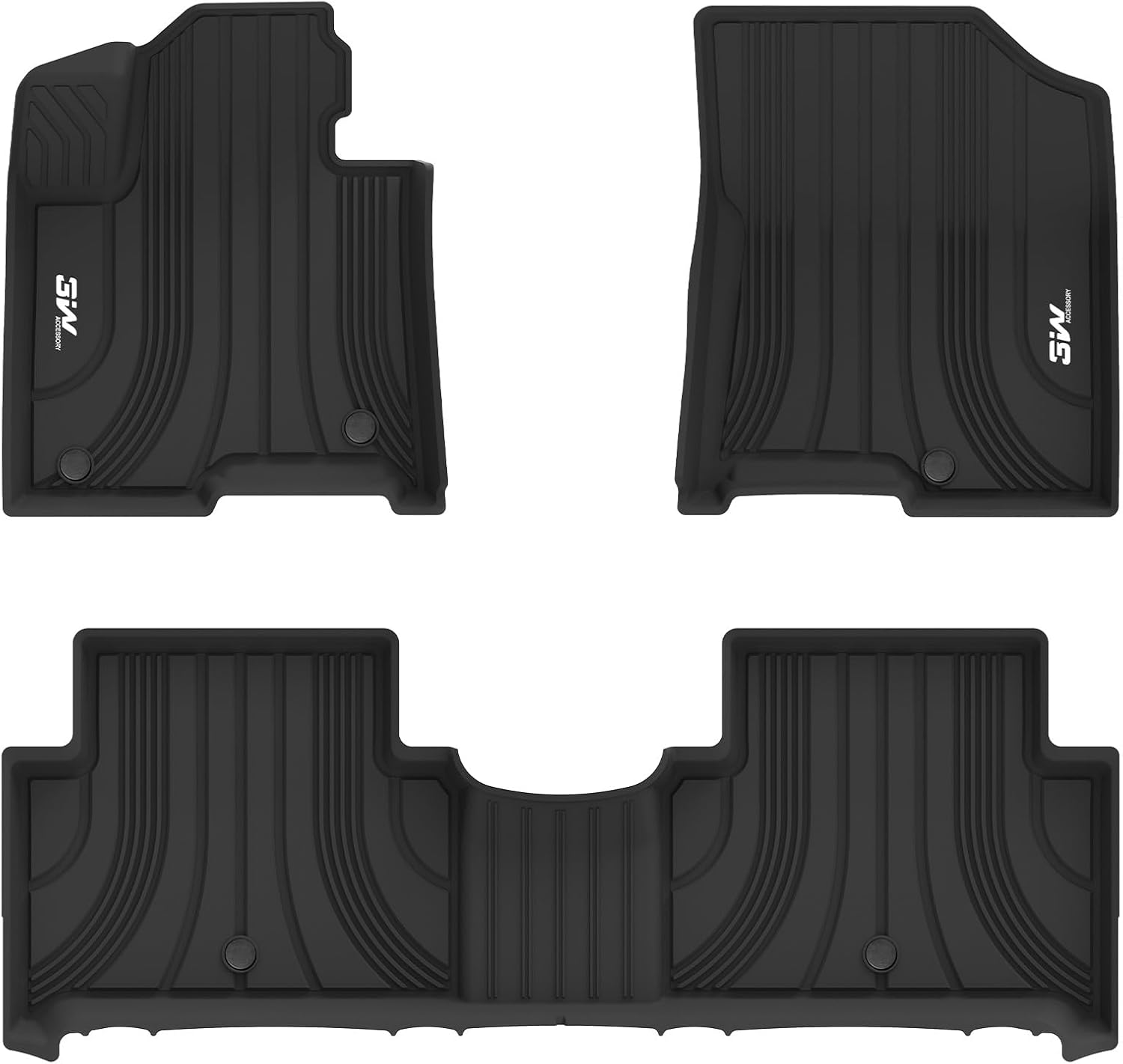 3W Floor Mats for Kia Sorento 2022-2025 (Not for Hybrid) All Weather Protection Non-Slip Odorless TPE Automotive Full Set Floor Liners Custom Accessories Black 10+ Years Lifespan