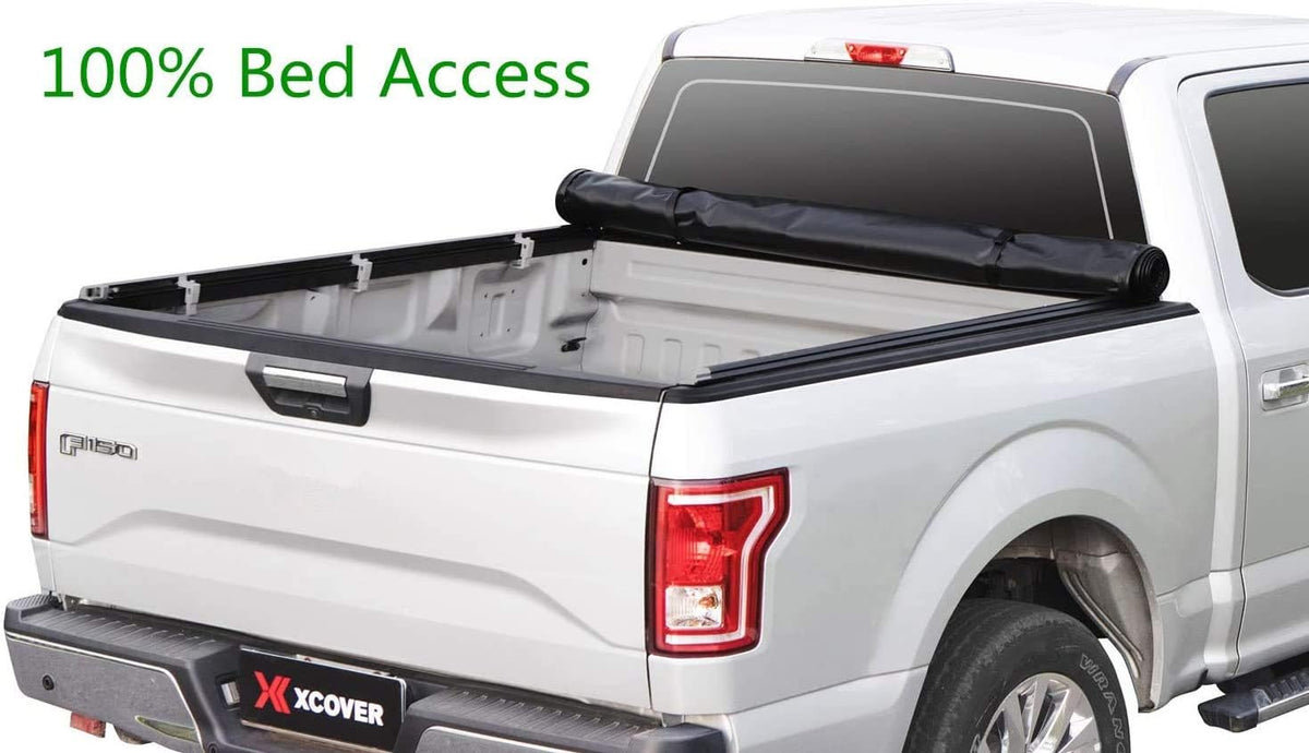 X XCOVER Soft Locking Roll Up Tonneau Cover, Compatible with 2015-2023 F150 Pickup 6.5 Ft Styleside Bed