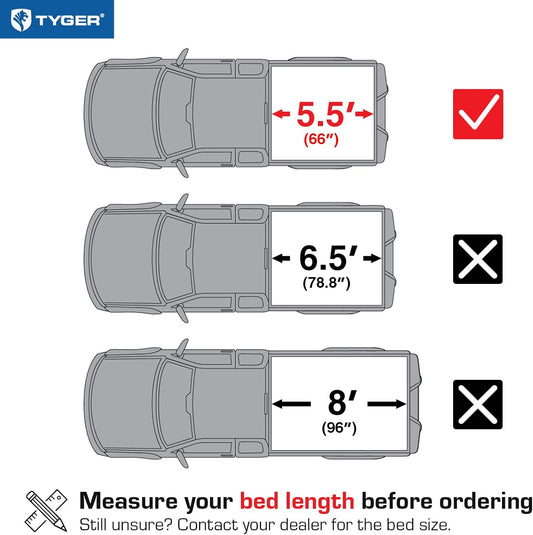 Tyger Auto T2 Low Profile Soft Roll-up Truck Bed Tonneau Cover Compatible with 2015-2025 Ford F-150 | Fleetside 5.5' (67") Bed | TG-BC2F6229
