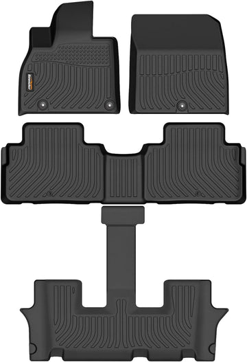 Binmotor All Weather Floor Mats for KIA Telluride 2020 - 2024, 1st & 2nd & 3rd Row Full Set, Heavy Duty Car Floor Liners-Black Telluride Accessories