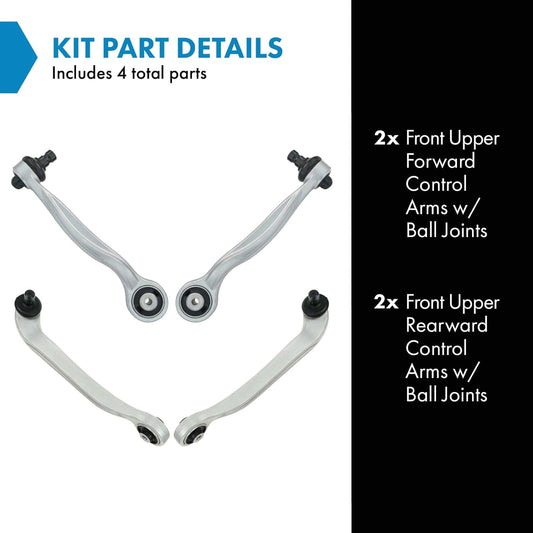 TRQ Front Upper Control Arm with Ball Joint Set Compatible with 2006-2011 Audi A6 2005-2011 A6 Quattro 2004-2010 A8 Quattro 2007-2011 S6 2007-2009 S8 2004-2006 Volkswagen Phaeton