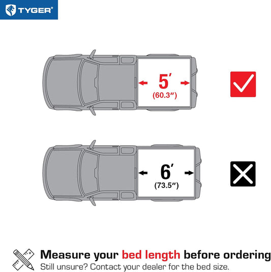 Tyger Auto T1 Soft Roll-up Truck Bed Tonneau Cover Compatible with 2024-2025 Toyota Tacoma | 5' (60") Bed | TG-BC1T9204