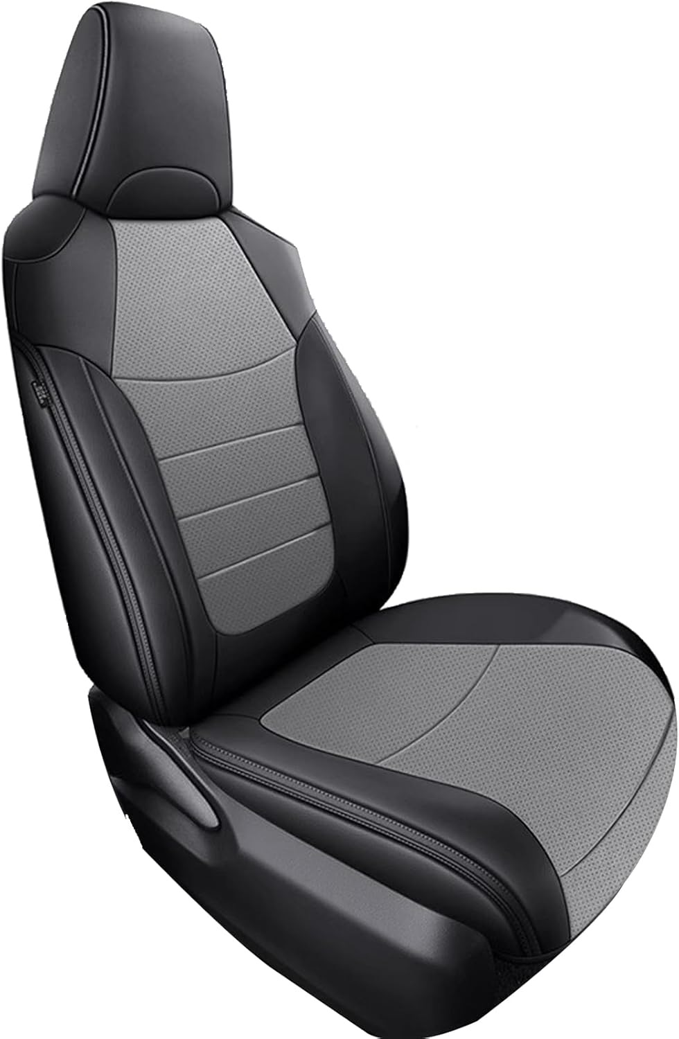 HKZ Custom Fit Seat Covers for Toyota RAV4 2019 2020 2021 2022 2023 2024 RAV4(LE XLE,XLE Premium,Limited) Gas Models Only,5-Seats Full Set, Leather-Black+Grey