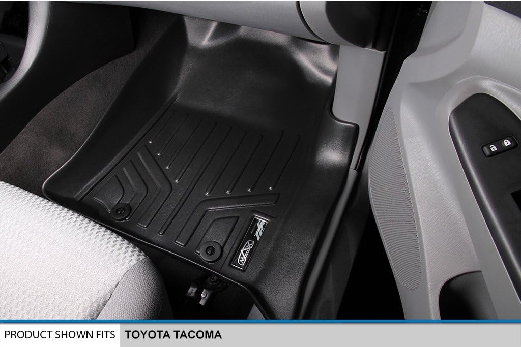 MAXLINER A0107/B0033 Floor Mats for Toyota Tacoma Double Cab, 2012-2015 Complete Set, Black