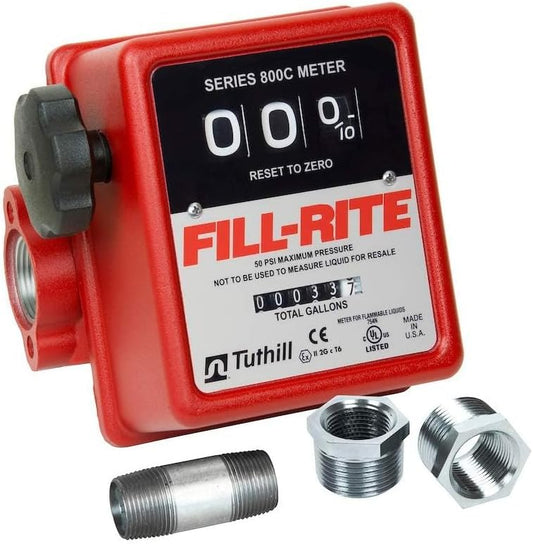 Fill-Rite 807C1 3 Wheel Mechanical 1" 5-20 GPM Fuel Transfer Meter