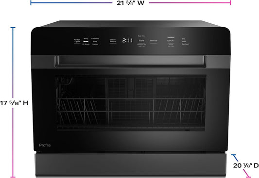 GE Profile Portable Countertop Dishwasher, Black-PZF560HGWBB