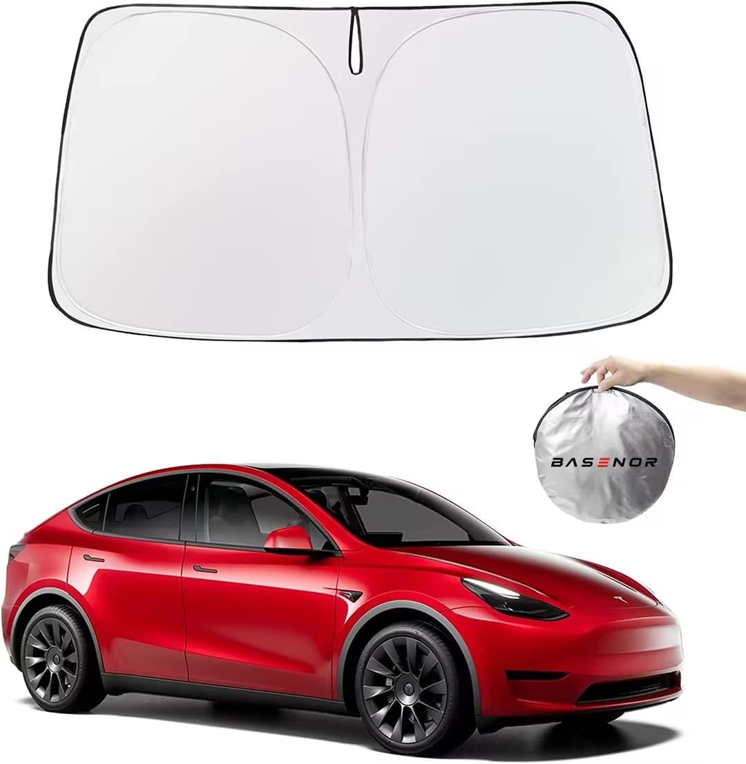 EVMarket.ca Best Tesla Model Y Floor Mats Cargo Mats 2020 2021 2022 2023 5 Seater 7 Seater Full Set 6 Pieces  With FREE Fold Up Windshield Sunshade!