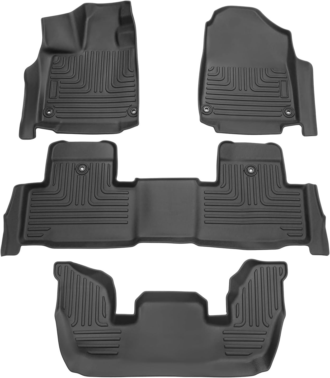 Forccord Custom Fit Car Floor Mats For Acura MDX 2022-2025, All Weather Protection TPE Black Heavy Duty Non-Slip Waterproof 3D 1st , 2nd and 3rd Row Floor Liners, Interior Automotive Accessories