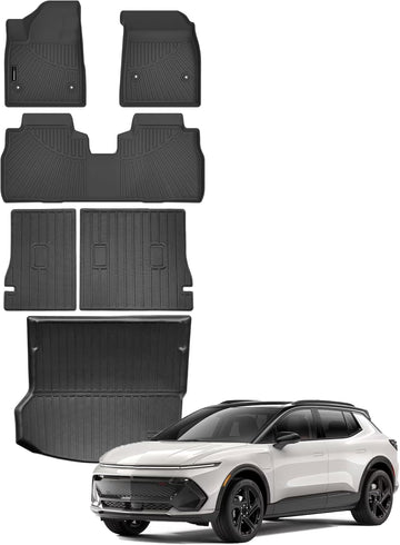 AUXKO All Weather Floor Mats Cargo Mat Rear Back Seat Protector Fits for Chevrolet Equinox EV 2024 2025 TPE Rubber Liner Equinox EV Accessoires Odorless Anti-Slip Black