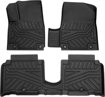 FIILINES Floor Mats for Hyundai Ioniq 5 Movable Console (Limited Models) 2022-2025 All Weather TPE Floor Liners Waterproof Durable 1st & 2nd Row Liner Set Ioniq 5 Accessories (Black)