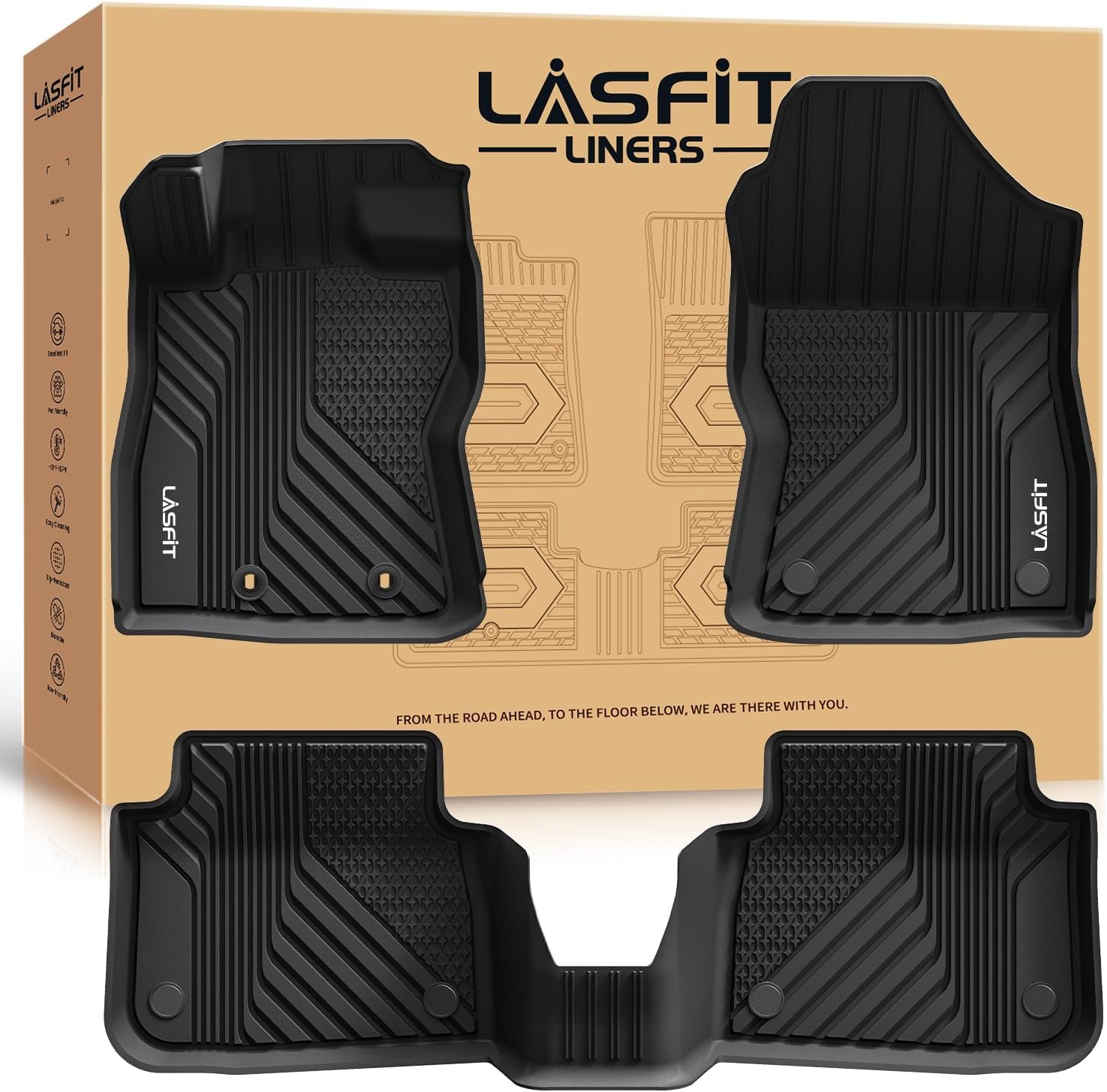 LASFIT Floor Mats Fit for Subaru Crosstrek & Impreza 2024 2025, Custom Fit TPE All Weather Waterproof Anti-Slip Floor Liners 1st & 2nd Row Car Mats, Black