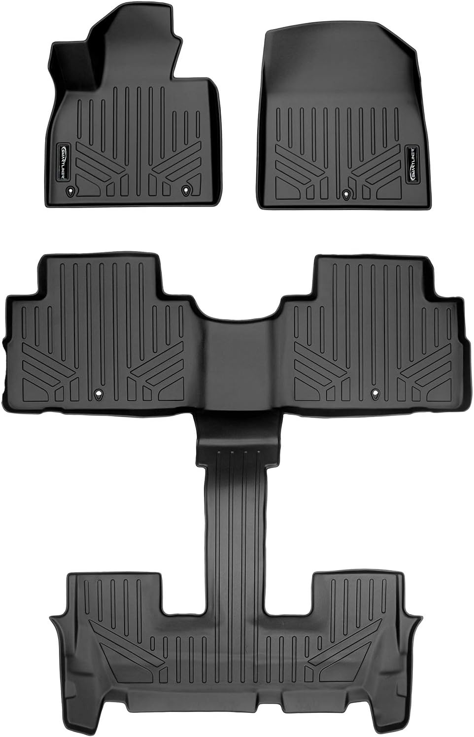 SMARTLINER  A0472/ B0495 Custom Fit Floor Mat Black 2 Row Liner Set Compatible with 2020-2023 Hyundai Palisade w/Bucket Seats