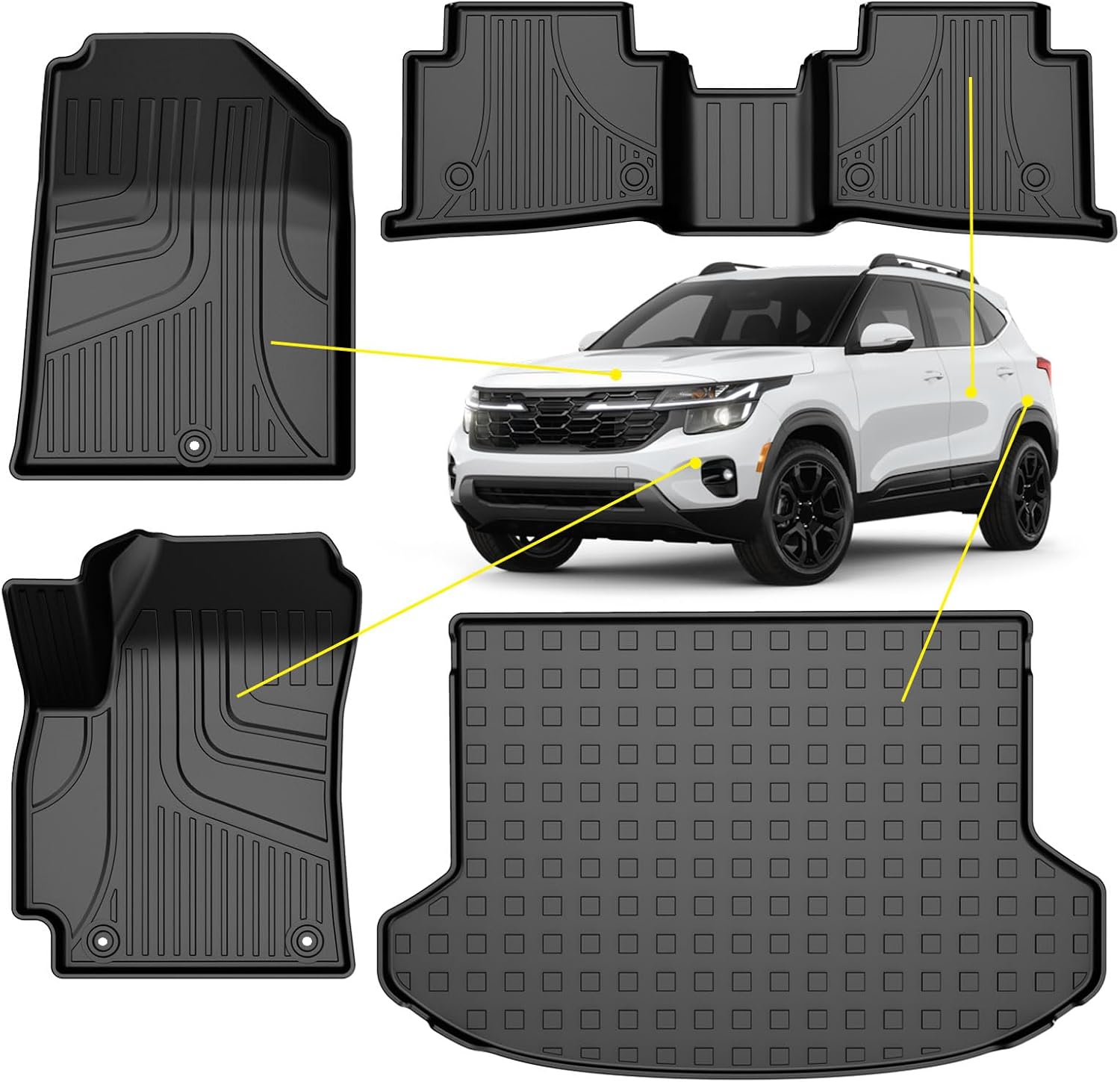 AOMSAZTO 2021-2024 Seltos Floor Mats and Cargo Liner for Kia Seltos - All Weather Floor Mats and Trunk Mat Custom Fit KIA SELTOS